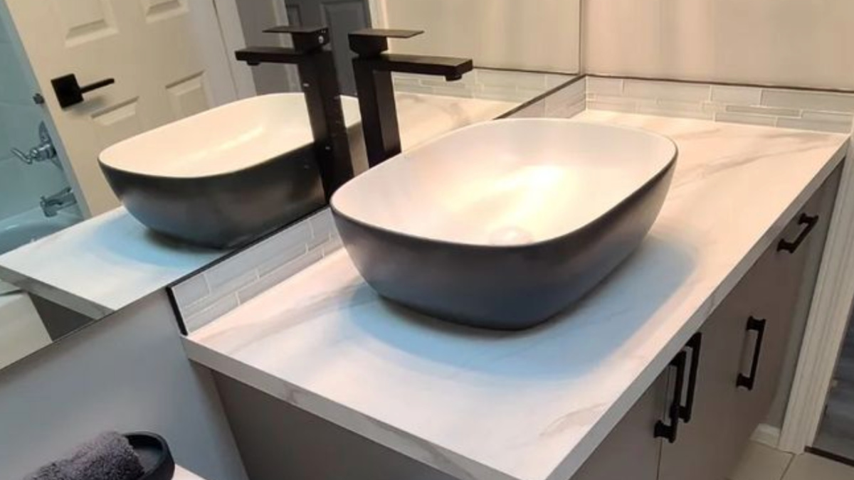 Newly renovated sink and vanity